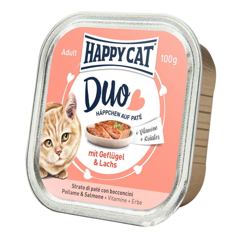 Happy Cat,Hc Duo Pate Gefl+Salmon 100gs