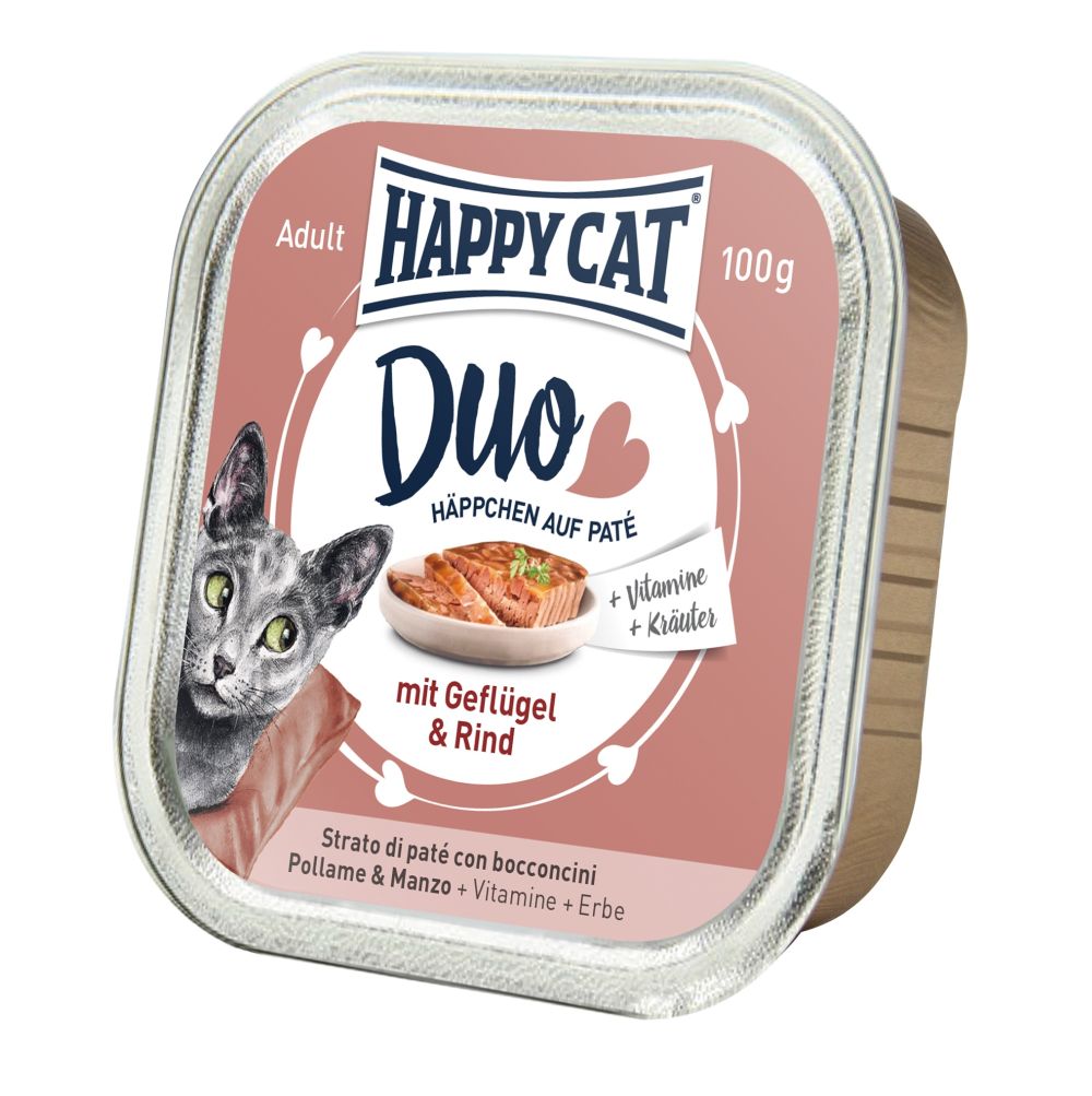 Happy Cat,Hc Duo Pate Gefl+Beef 100gs