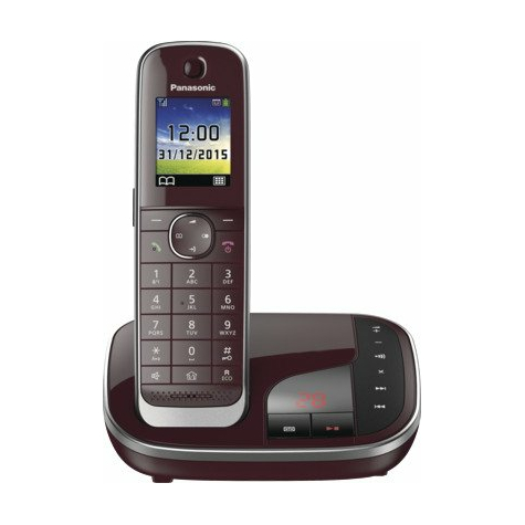 panasonic kx-tgj320gr sladdlös telefon med en enda kanal med ab, vinröd