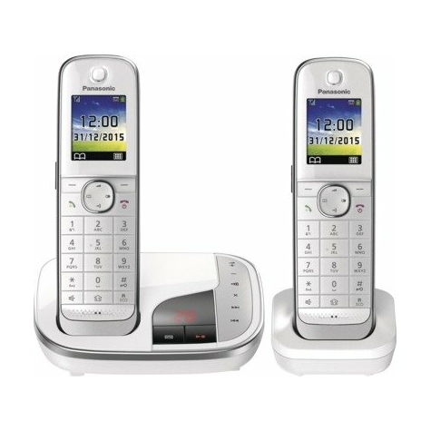 Panasonic Kx-Tgj322gw Duo-Dect Cordless Phone With Answering Machine, White