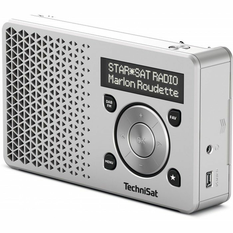 Technisat Digitradio 1, Silver Fm/Dab+ Med Batteri Och Strömförsörjningsenhet