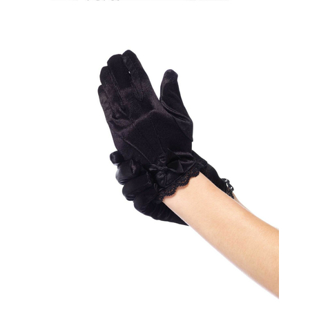 Kids Satin Gloves Black