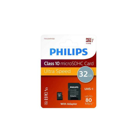 Philips Microsdhc 32gb Cl10 80mb/S Uhs-I + Adapter