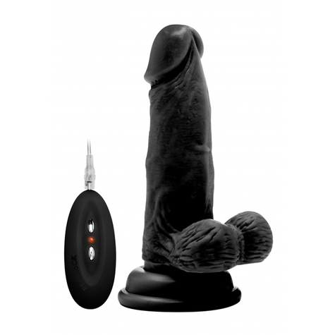 Vibrating Realistic Cock 6 With Scrotum Black