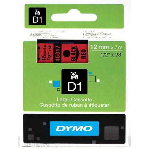 Dymo Standard D1-Band Svart På Rött Polyester - -18 90 °C Dymo Labelmanager Labelwriter 450 Duo Box