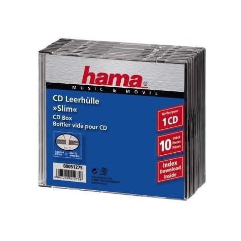 Hama Cd Slim Jewel Case Förpackning 10 1 Skiva Transparent