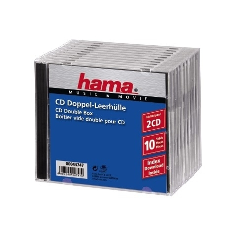 Hama Cd Double Jewel Case Standard Pack 10 2 Skivor Transparent