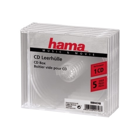 Hama Cd/Cd-Rom-Hylsor Genomskinliga 5 Förpackningar 1 Skiva Genomskinlig
