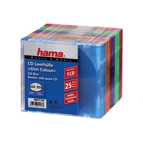 Hama Cd Slim Box Pack Of 25 Färgad 1 Skiva Flerfärgad Plast