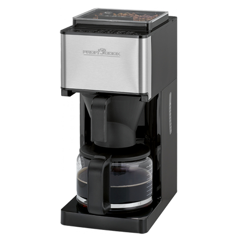 Clatronic Proficook Pc-Ka 1138 Filterkaffebryggare 1,25 L Kaffebönor Malet Kaffe Inbyggd Kvarn 900 W Svart Rostfritt Stål