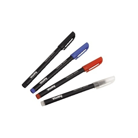 Hama Cd/Dvd Marker - 4 Parts Set - Black - Red - Blue + Erasing Pen - Multicolor