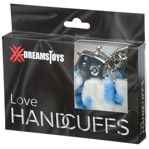Xx-Dreamstoys Love Handcuffs W. Plysch Blå-Vit