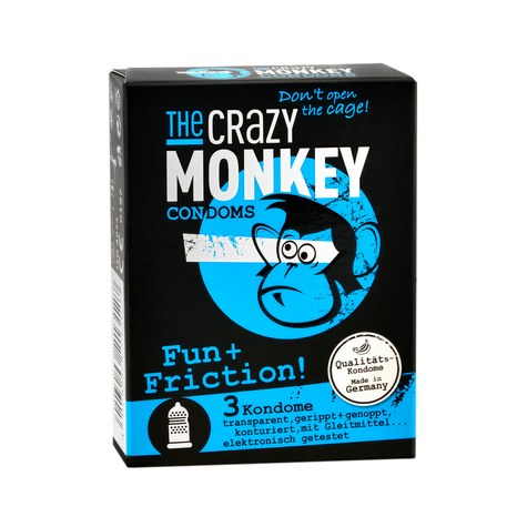 The Crazy Monkey Kondom Fun + Friction 3 St.