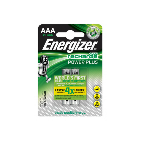 Energizer Uppladdningsbart Batteri Aaa Hr03 Micro 700mah 2 St. E300626500