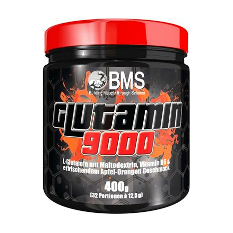 Bms Glutamine 9000, 400 G Burk, Äpple-Orange