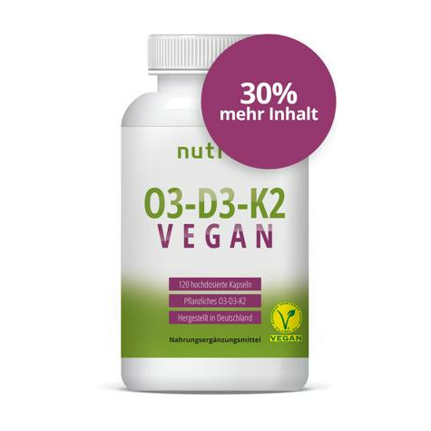 Nutri+ Vegan O3-D3-K2 Vitaminkapslar, 120 Kapslar