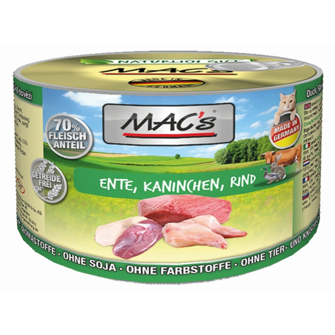 Mac's,Macs Cat Duck-Rabbit-Beef 200gd