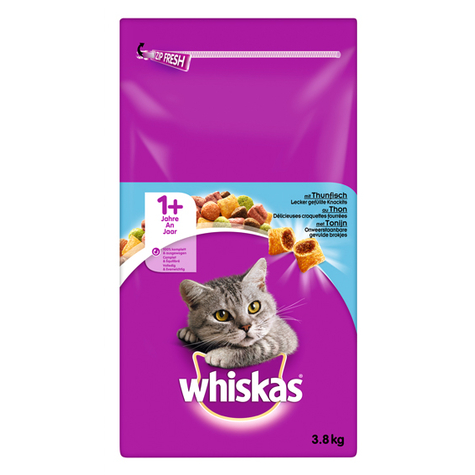 Whiskas,Whis.Dry.Adult 1+ Tonfisk 3,8kg