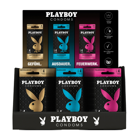 Playboy Kondom 4-Pack. Diskdisplay (30 St. Innehåll)