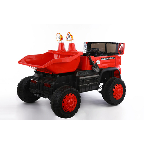 Barnbil Elektrisk Sopbil 2-Sitsig- 12v10ah Batteri, 4 Motorer+ 2,4ghz+Lädersäte+Eva-Röd