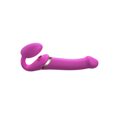 Strap-On-Me - Multi Orgasm - Strap-On Vibrator With Lick Stimulator Size L - Pink
