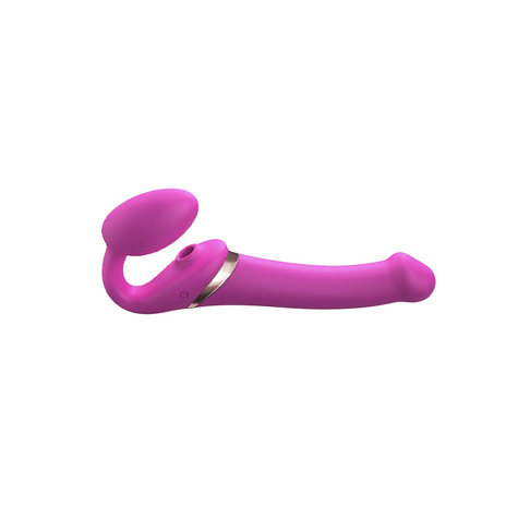 Strap-On-Me - Multi Orgasm - Strap-On Vibrator With Lick Stimulator Size M - Pink