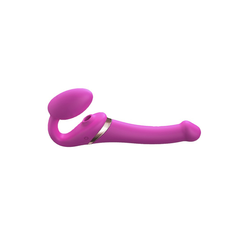 Strap-On-Me - Multi Orgasm - Strap-On Vibrator With Lick Stimulator Size S - Pink