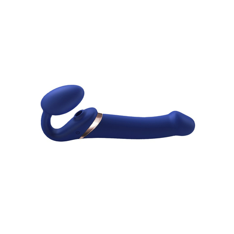 Strap-On-Me - Multi Orgasm - Strap-On Vibrator With Lick Stimulator Size L - Blue