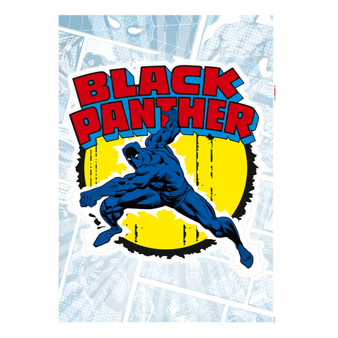 Vägg Tatuering - Black Panther Comic Classic - Storlek 50 X 70 Cm