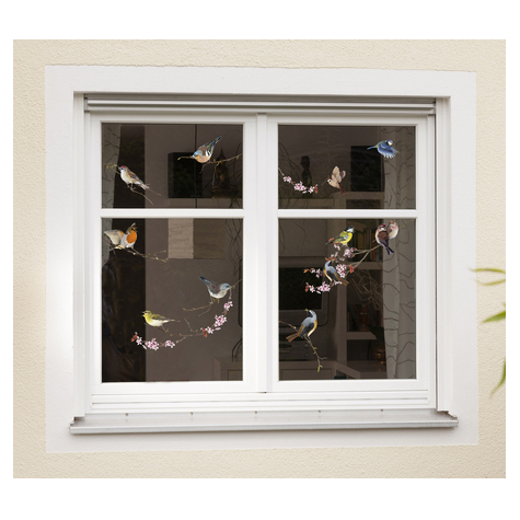 Fönsterklistermärke - Fåglar - Storlek 31 x 31 cm