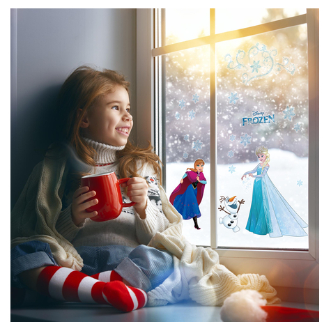 Fönsterklistermärke - Frozen Snowflake - storlek 31 x 31 cm