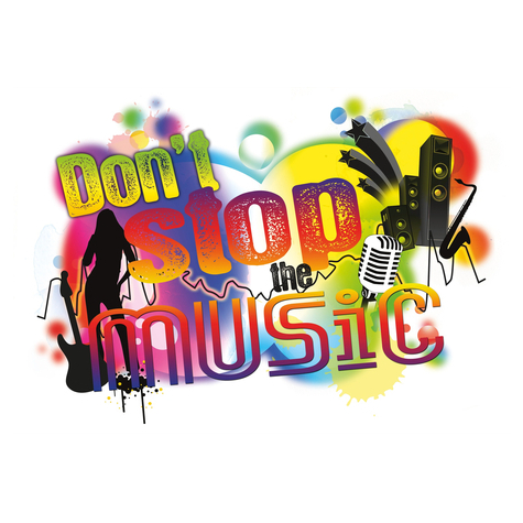 Väggtatuering - Don't Stop The Music - Storlek 100 X 70 Cm