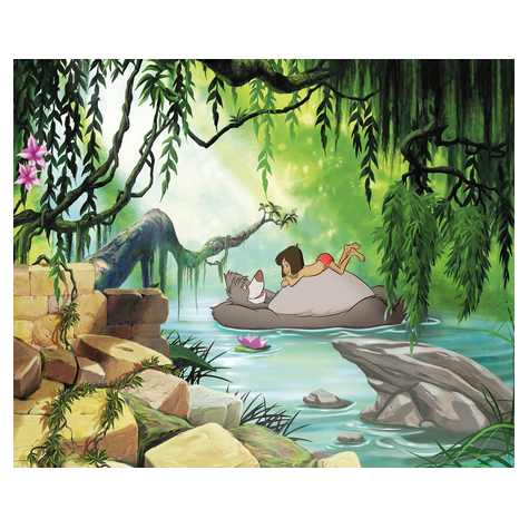 Papperstapet - Djungelboken simmar med Baloo - Storlek 368 x 254 cm