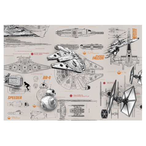 Papperstapet - Star Wars Blueprints - Storlek 368 X 254 Cm