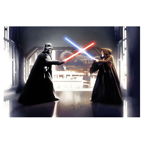 Fototapeter  - Star Wars Vader Vs. Kenobi - Storlek 300 X 200 Cm