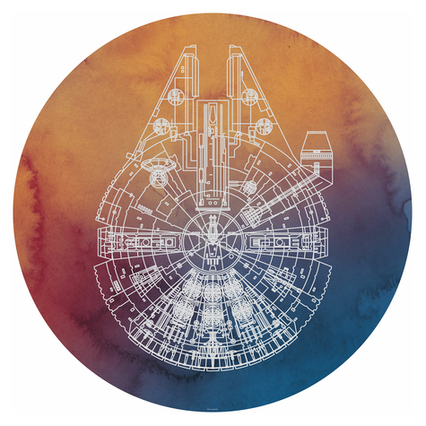 Självhäftande Fototapeter /Vägtatuering - Star Wars Millennium Falcon - Storlek 125 X 125 Cm