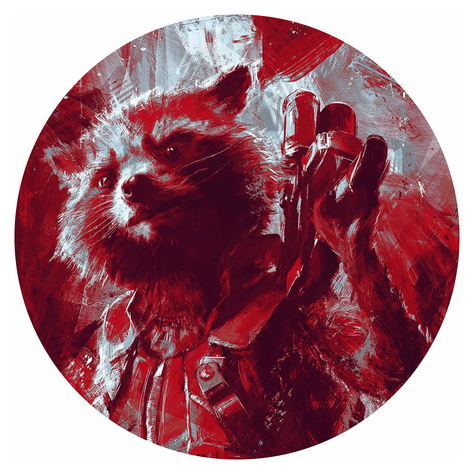Självhäftande Fototapeter /Vägg Tatuering - Avengers Painting Rocket Raccoon - Storlek 125 X 125 Cm