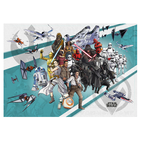 Fototapeter  - Star Wars Cartoon Collage Wide - Storlek 400 X 280 Cm