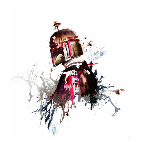 Fototapeter  - Star Wars Watercolor Boba Fett - Storlek 250 X 280 Cm