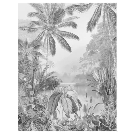 Fototapeter - Lac Tropical Black & White - Storlek 200 X 270 Cm