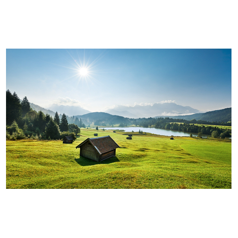 Non-Woven Wallpaper - Mountain Meadow In Front Of Karwendel - Size 450 X 280 Cm