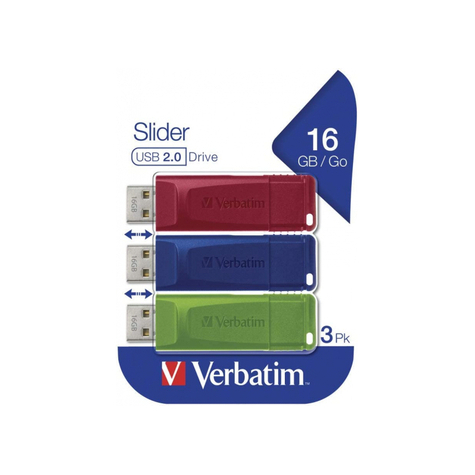 Verbatim Slider - Usb-Minne - 16 Gb Blå - Gr - Röd 49326