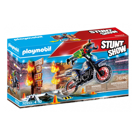 Playmobil Stunt Show - Motorcykel Med Brandvägg (70553)