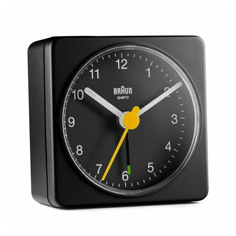 Braun Quartz Travel Alarm Clock Bc02b Black Kvartsväckarklocka Fyrkantig Svart Analog Batteri/Batteri Aa